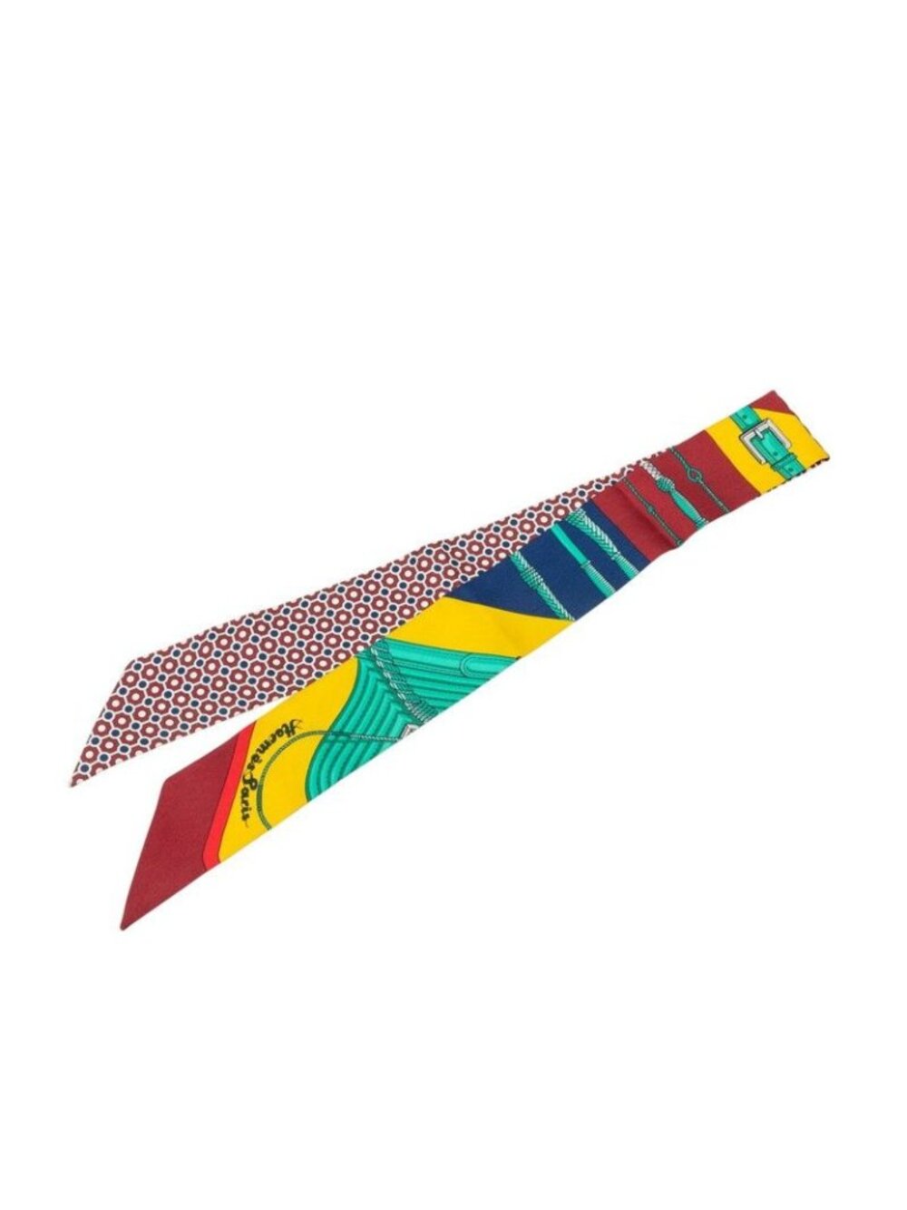 Hermes Twilly Clic Clac Modern Cannage Scarf Multicolor Silk